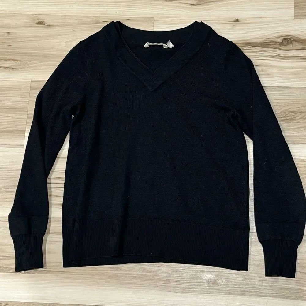 Soft Surroundings Wool Alpaca Black V Neck Sweater Women’s XS